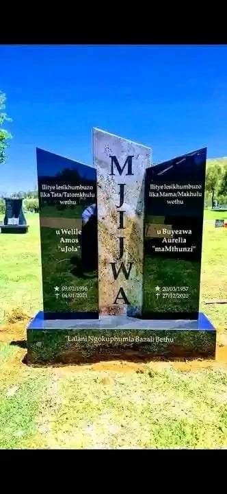Double headstone with natural stone in vibrant colours