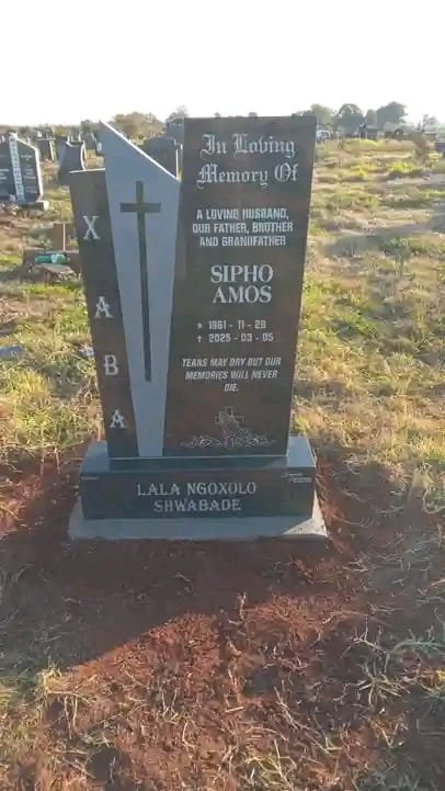 Modern single tombstone with angular geometric design